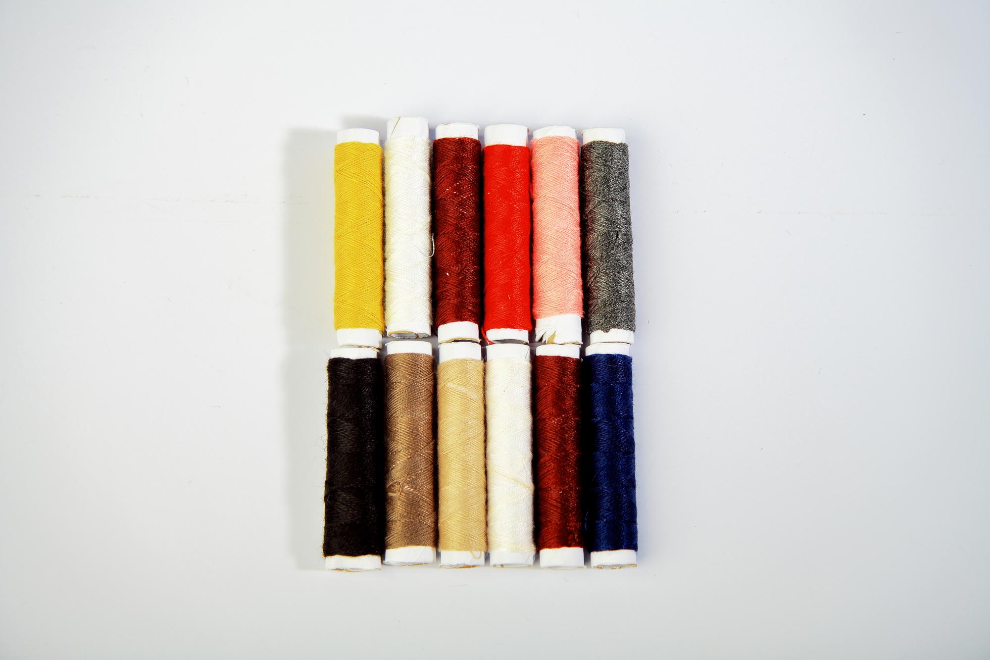 Embroidered sample set on display